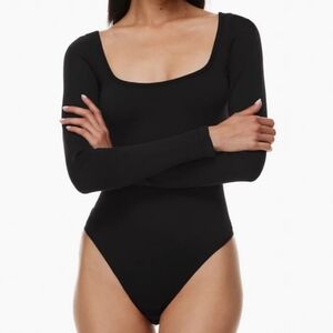 NWT! House of Harlow 1960 Square Neck Long Sleeve Black Bodysuit, Size XL